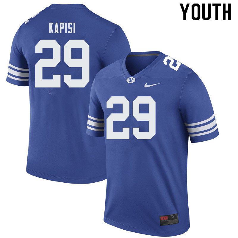 Youth #29 Jared Kapisi BYU Cougars College Football Jerseys Sale-Royal